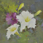 16x16 oil painting of petunia flowers white and purple 22010507 image 0