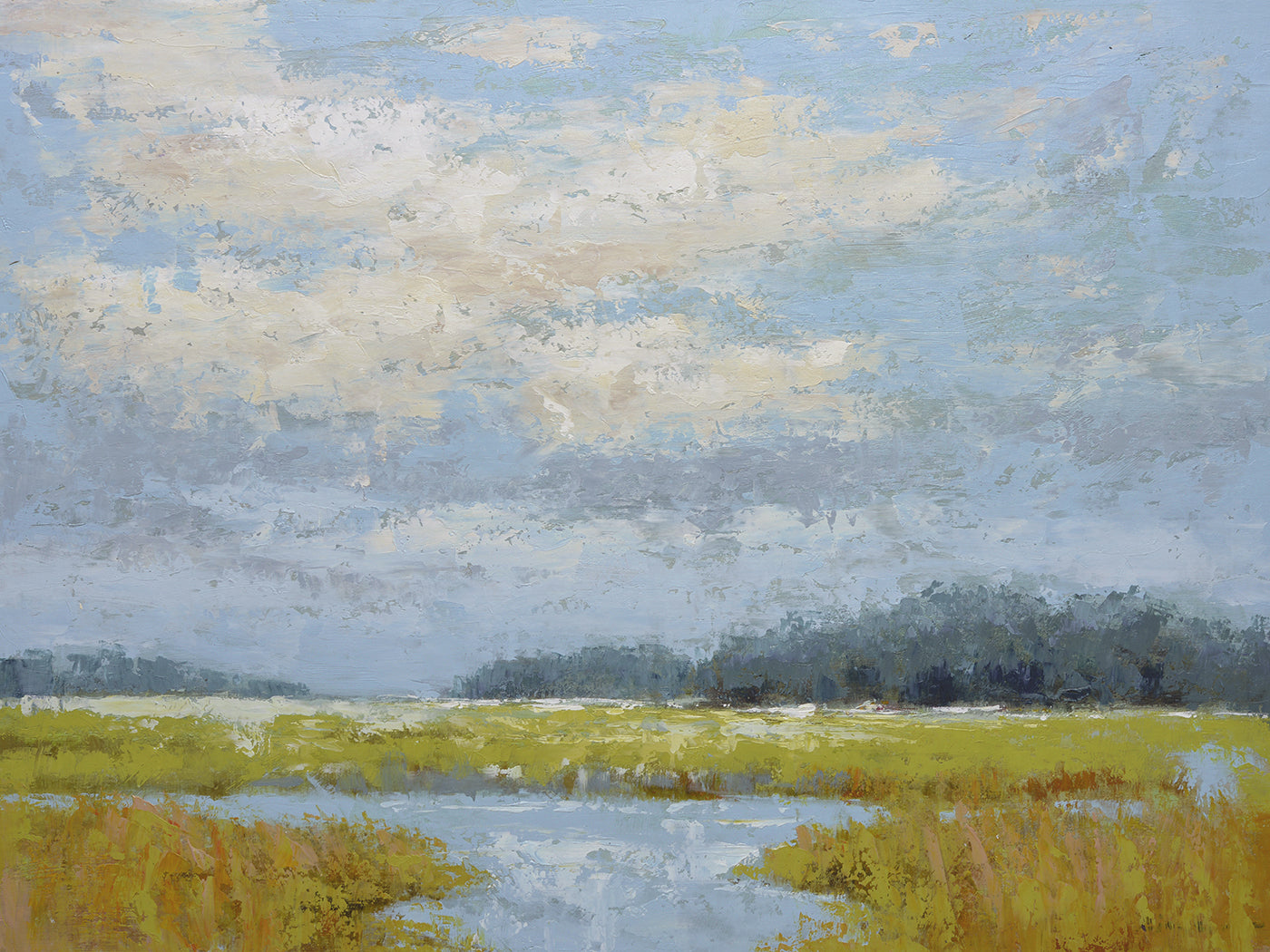 Studio art 36X48 large oil painting of marsh landscape S-81912601 image 0