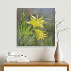 16x16 oil painting of yellow daylily flowers 22010518 image 1