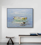Studio art 36X48 large abstract oil painting of boat on water S-81912505 image 1