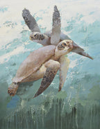 36x48 Modern oil painting of 2 sea turtles  in ocean 72071023 image 0