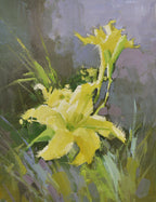 12x16 oil painting on canvas of yellow daylily flowers 22010552 image 0