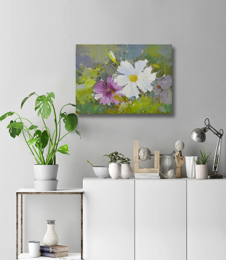12x16 oil painting on canvas of petunia flowers 22010546 image 1