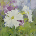 16x16 oil painting of petunia flowers white and purple 22010511 image 0