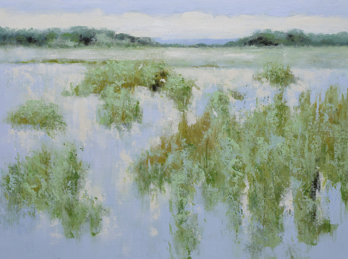 Studio Art 36X48 large oil painting of marsh landscape S-81912513 image 0