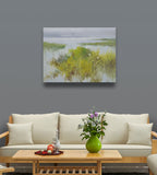 12x16 oil painting on canvas of egrets in marsh landscape 22010529 image 1