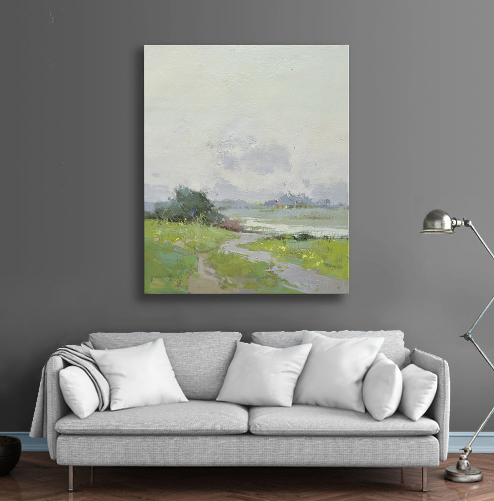 20x24 oil painting of modern abstract field landscape 32071012. image 1