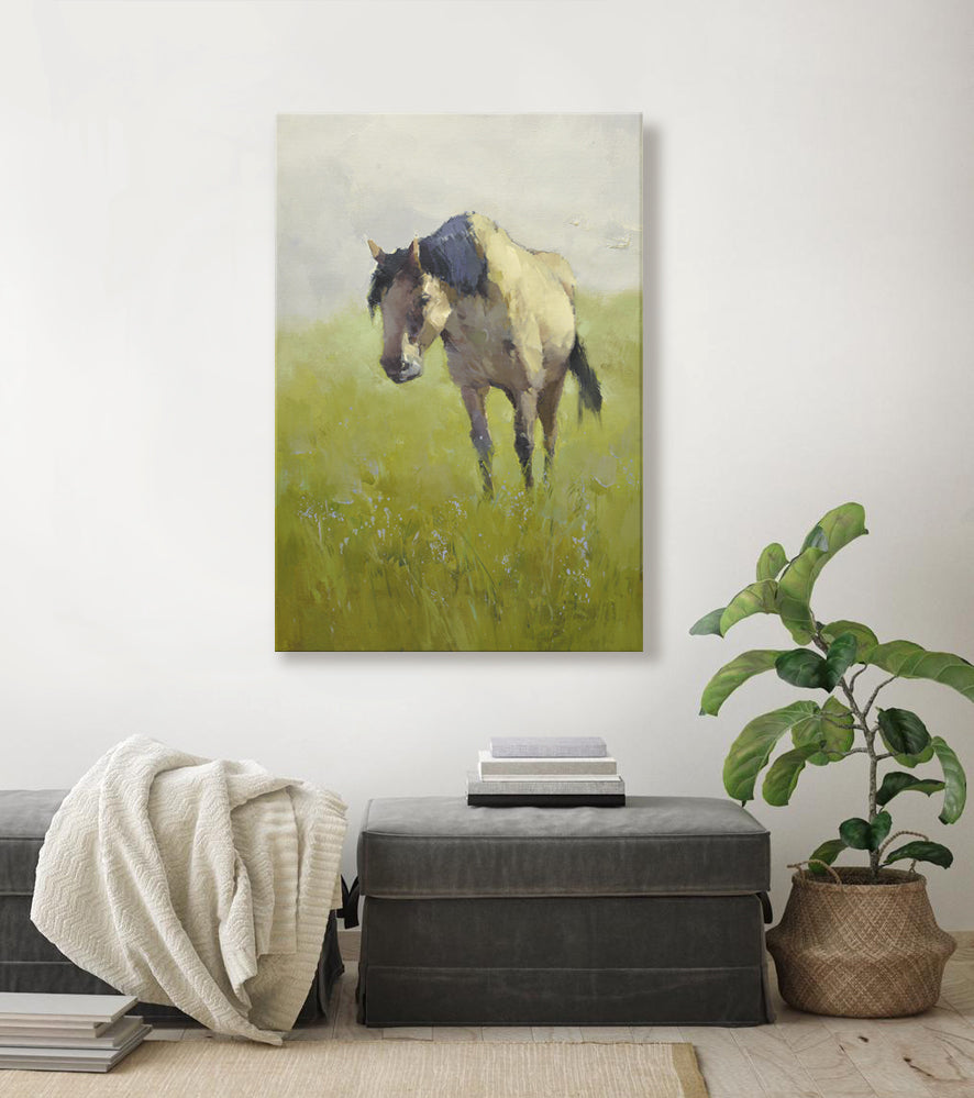 24x36 oil painting on canvas of horse on field 4199284 image 1