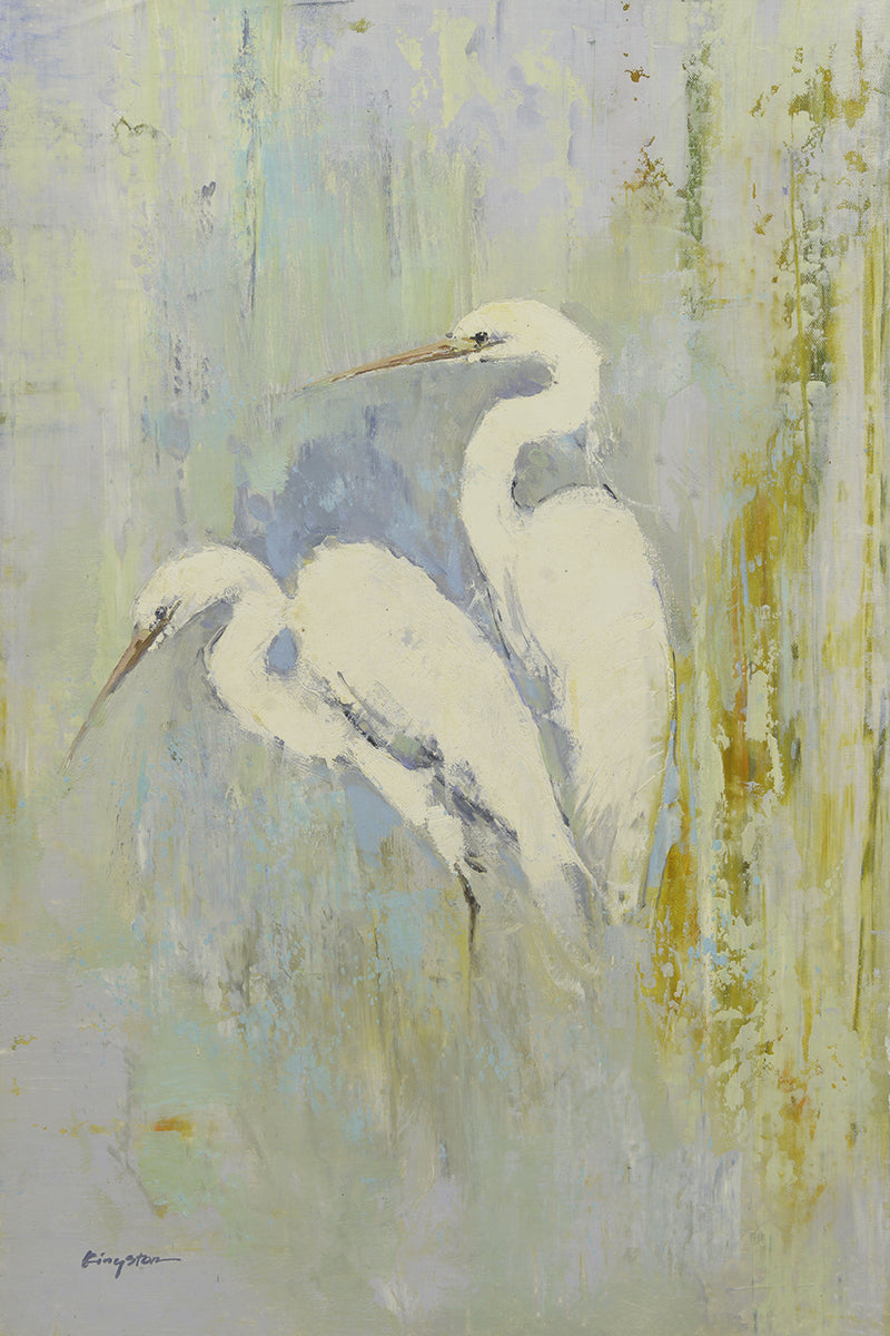 24x36 oil painting on canvas of 2 white egrets 41962708 image 0