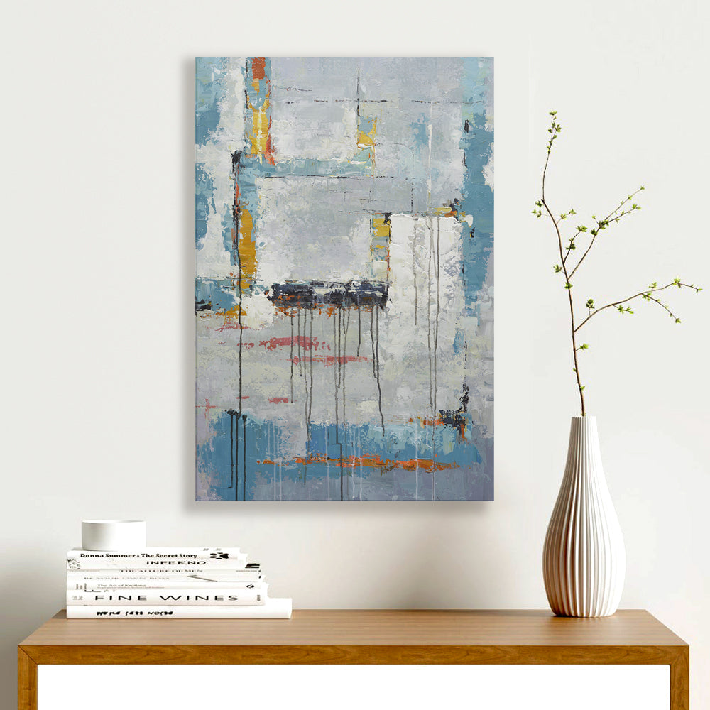 24x36 abstract oil painting on canvas with blues 419101402 image 1