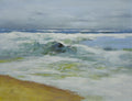 Studio art 36X48 large abstract oil painting of beach waves S-81912502 image 0