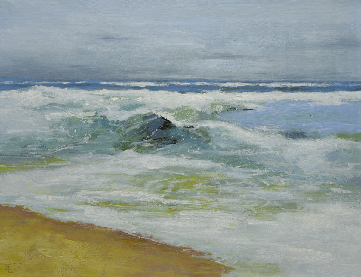 Studio art 36X48 large abstract oil painting of beach waves S-81912502 image 0