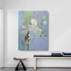Studio Art 36X48 large abstract oil painting with white flowers S-81912509 image 1