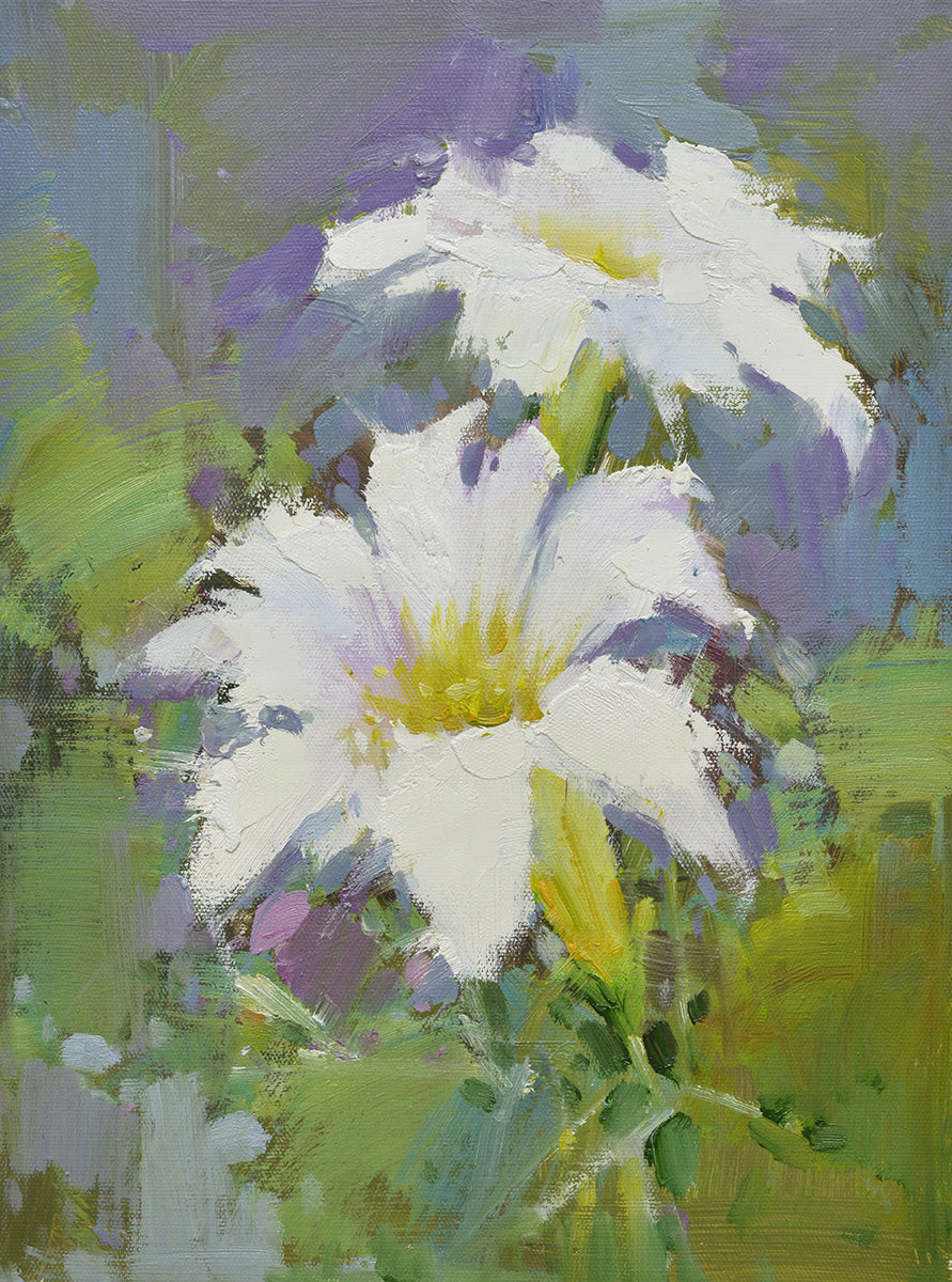 12x16 oil painting on canvas of petunia flowers 22010549 image 0