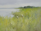 12x16 oil painting on canvas of egrets in marsh landscape 22010531 image 0