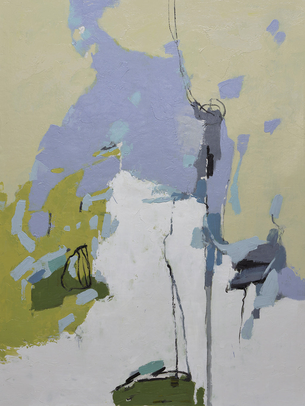 Studio art 36X48 large abstract oil painting with yellow S-81912401 image 0
