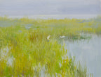 12x16 oil painting on canvas of egrets in marsh landscape 22010530 image 0