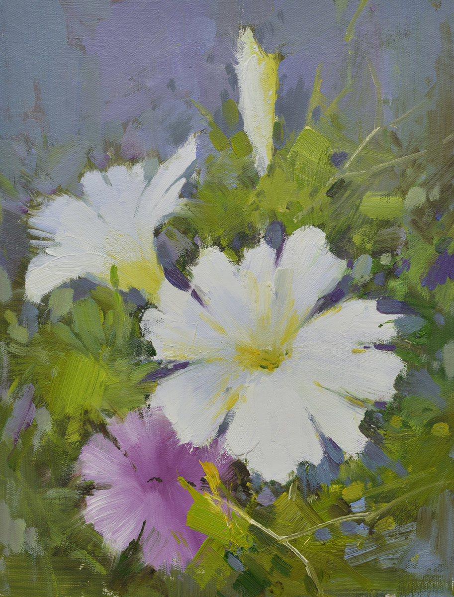 12x16 oil painting on canvas of petunia flowers 22010550 image 0
