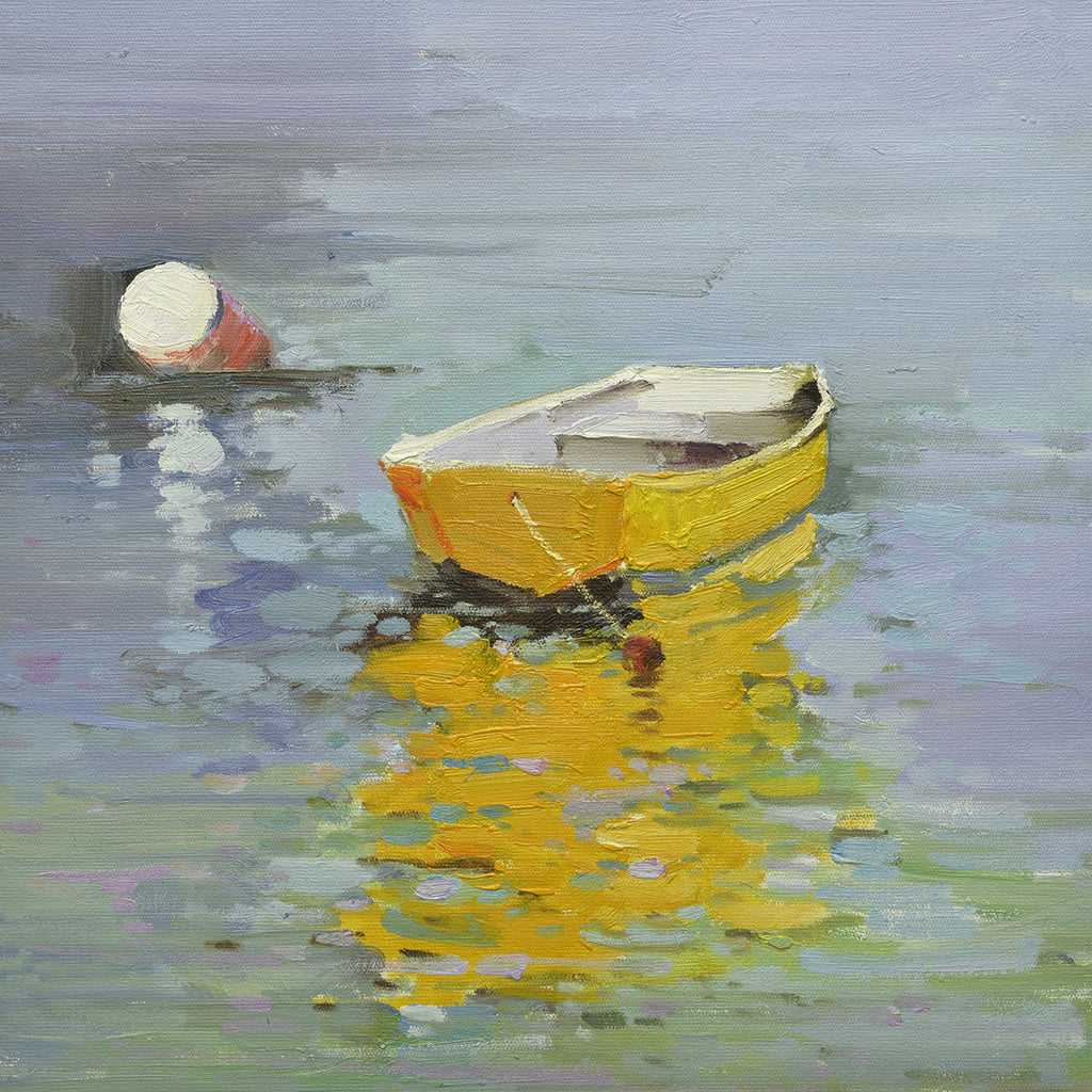 16x16 oil painting on canvas of little boat on water 22010502 image 0
