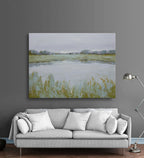 Studio art 36X48 large oil painting of marsh landscape S-81912517 image 1
