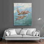 Modern Giclee on canvas of 2 sea turtles  in ocean 72071027G image 1