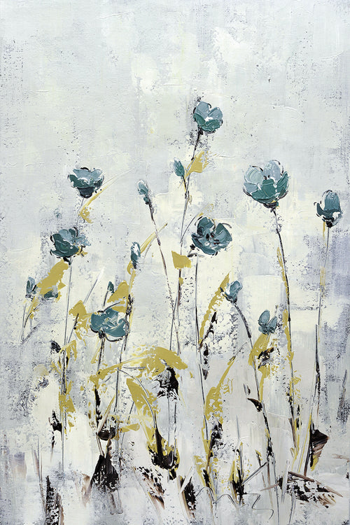 24x36 abstract oil painting on canvas with blue flowers 41980208 image 0