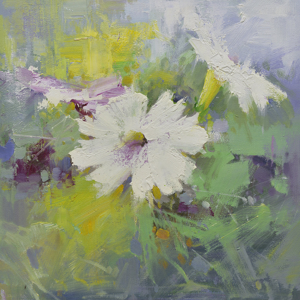 16x16 oil painting of petunia flowers white and purple 22010510 image 0