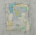 16x16 abstract oil painting on canvas with grays and blue 22071001 image 0