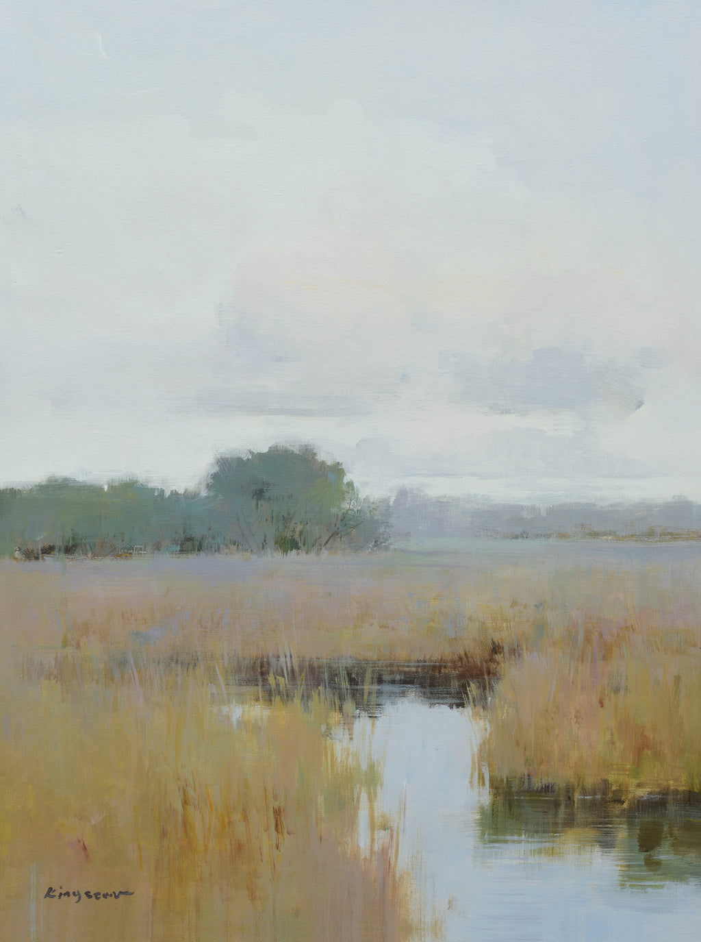 Giclee on Canvas-Modern Autumn Creek Landscape Artwork 423319 image 0
