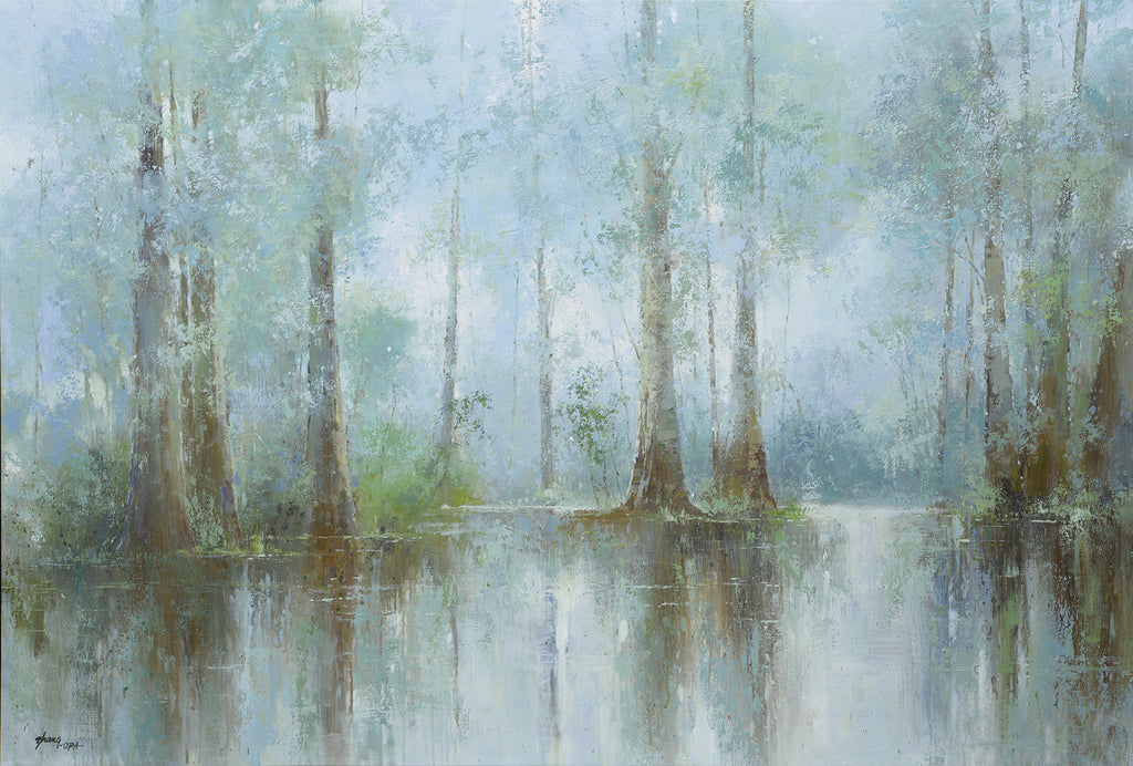 Original Oil Painting – "Morning Mist" | Cypress Swamp Reflection | Large Format Landscape Art