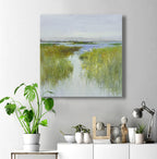 16x16 oil painting on canvas of marsh with egrets 22010503 image 1