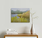 12x16 oil painting on canvas of egrets in marsh landscape 22010525 image 1