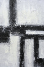 24x36 b&w abstract oil painting on canvas with blue flowers ST 1012 image 0
