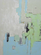 Studio art 36X48 large abstract oil painting on with gray green S-81912504 image 0