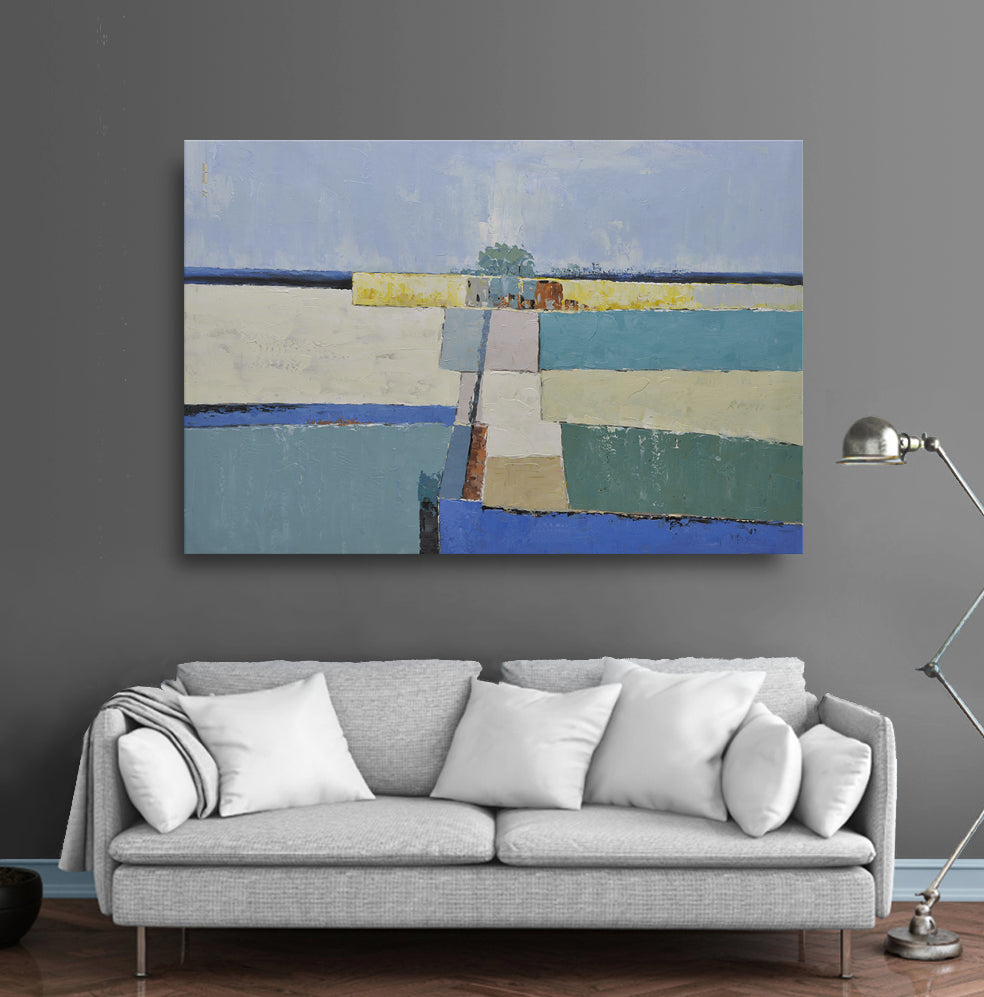 40x60 Large abstract landscape oil painting on canvas 91900623 image 1