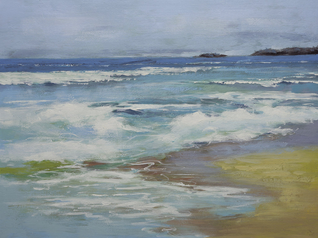 Studio art 36X48 large abstract oil painting of beach waves S-81912507 image 0
