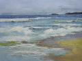 Studio art 36X48 large abstract oil painting of beach waves S-81912507 image 0