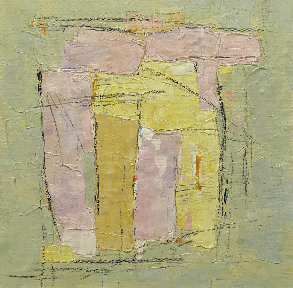 16x16 abstract oil painting on canvas with gold and yellow 22071002 image 0