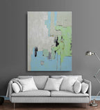 Studio art 36X48 large abstract oil painting on with gray green S-81912504 image 1